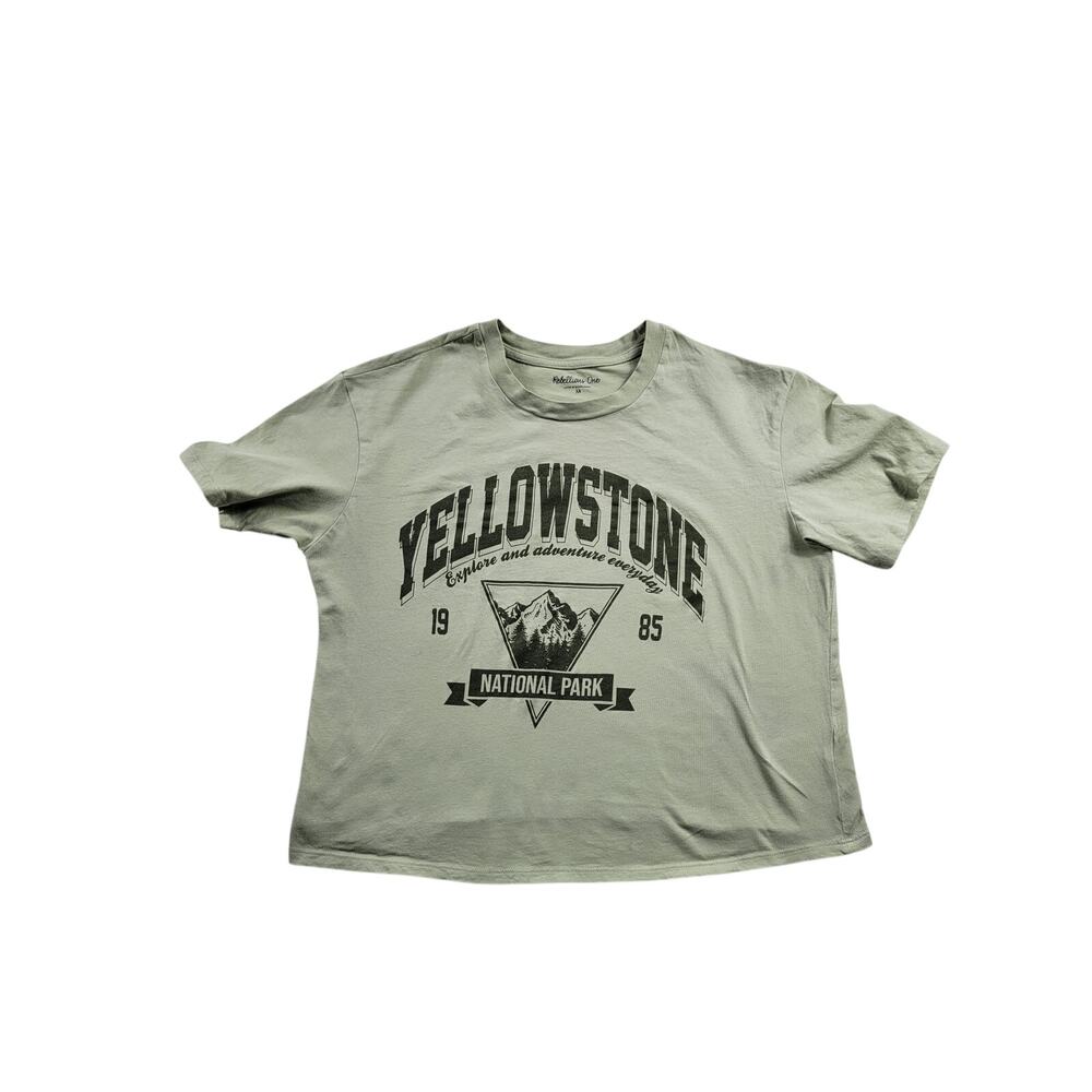 Yellowstone National Park Graphic Crop Top Tee - Rebellious One, Size M